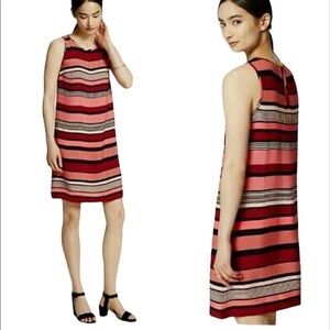 2/$30 - Loft - Multicolor Sleeveless Striped Shift Dress - Pink Black Red